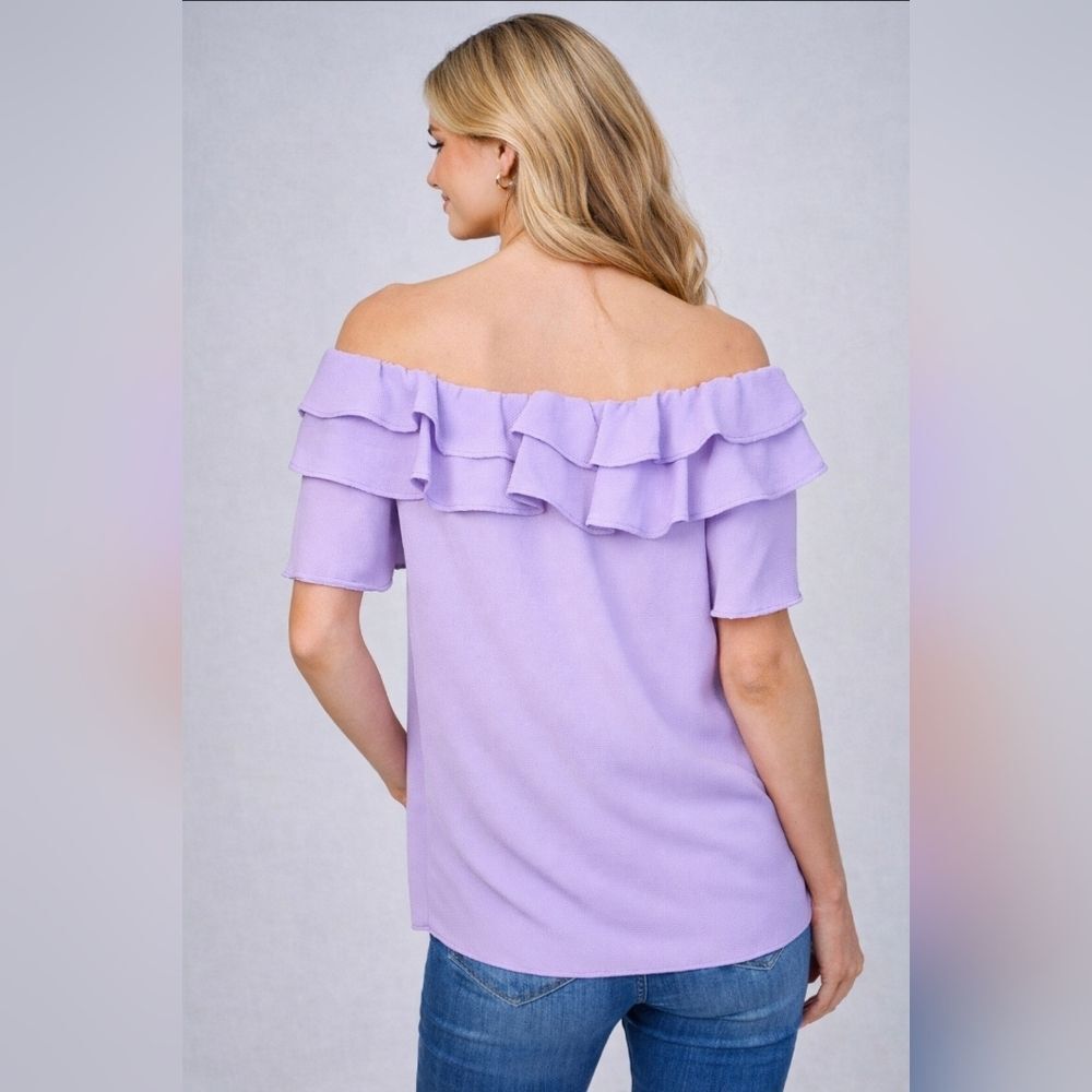 Lavender Off-Shoulder Ruffle Top - Picture 4 of 4
